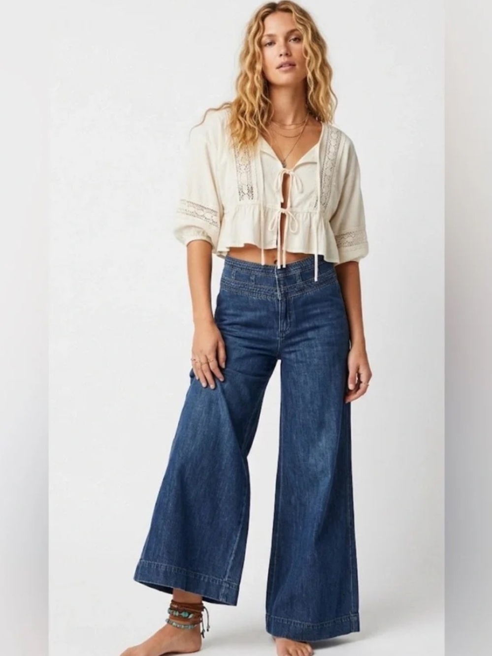 Free People Augusta Wide Leg Jeans High Rise Flare